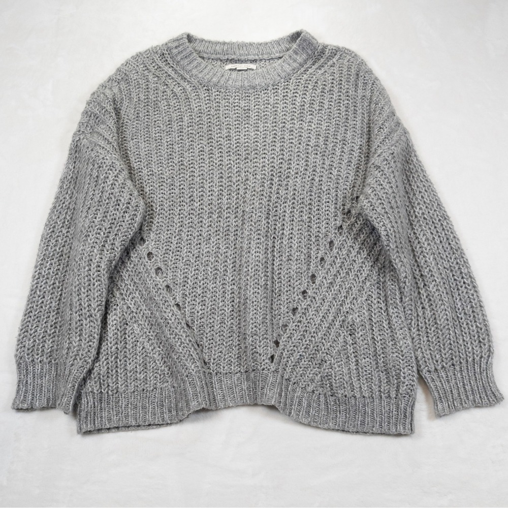 American Eagle Knitted Sweater Women M Gray Chunky Slouchy Oversized Cabincore